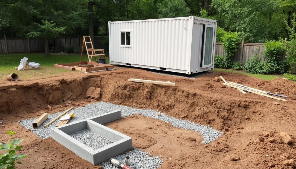 Containerhaus Fundament Vorbereitung