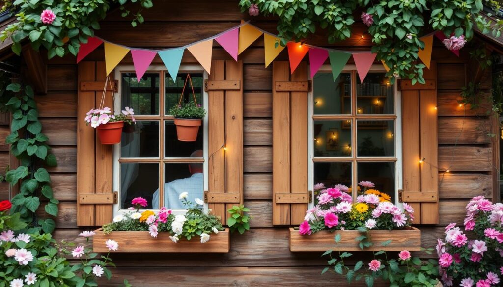 Kreative Fensterdekoration Gartenhaus