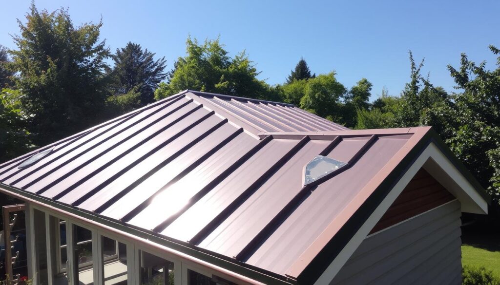 Metalleindeckung Gartenhaus Dach