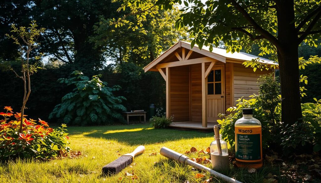 Pflege von Holz-Gartenhäusern